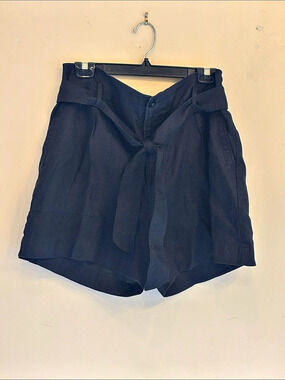 Lauren Ralph Lauren Belted Linen Shorts Black Size 12